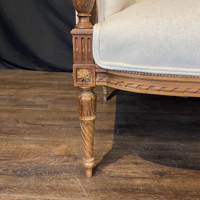 Antique French Carved and Newly Upholstered Sofa or Loveseat For Sale In Portland, ME - Image 6 of 9