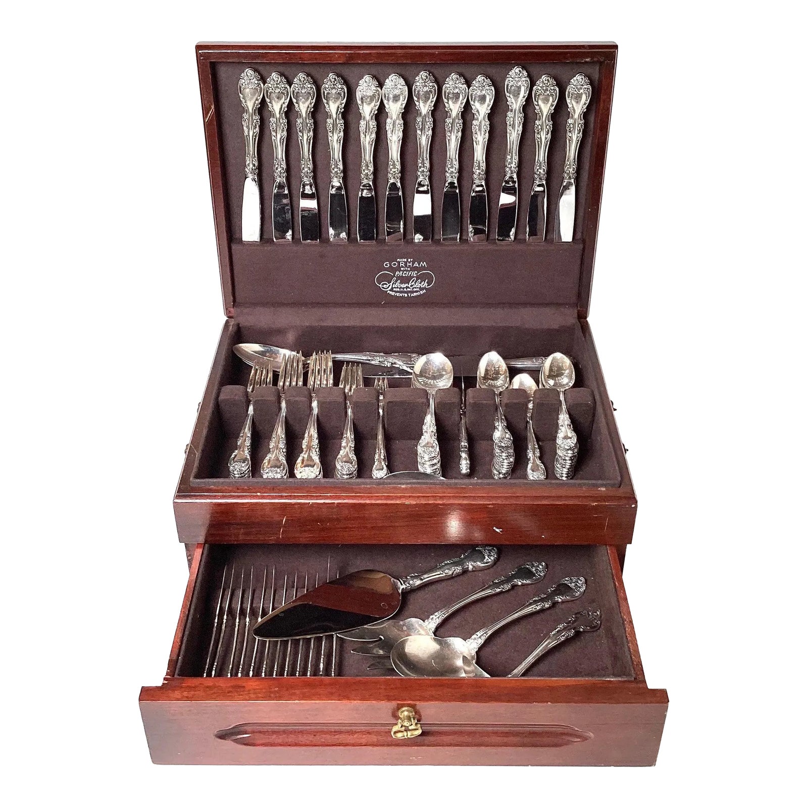 A Sterling Silver Service for 12 By Gorham, Melrose Pattern 100