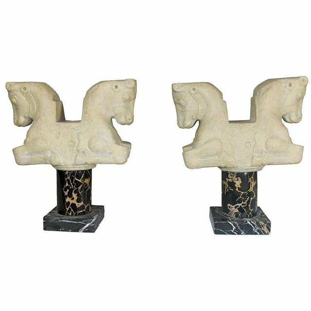 Vintage 'Louvre' Paris Classical Statues Bookend Bulls on Marble Pedestal - a Pair For Sale - Image 9 of 9