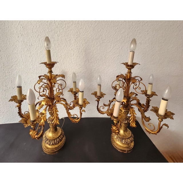 Vintage Gilded Florentine Floor Lamp, 1920s For Sale - Image 9 of 18