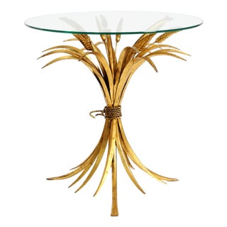 Mid-Century Gilded Floral Side Table with Glass Top by Hans Kögl, 1960s For Sale