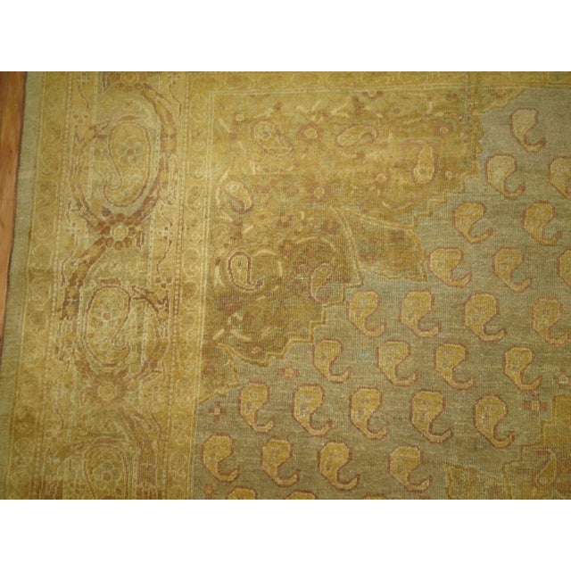 19th Century Slate Gold Antique Indian Agra Room Size Rug For Sale - Image 5 of 6