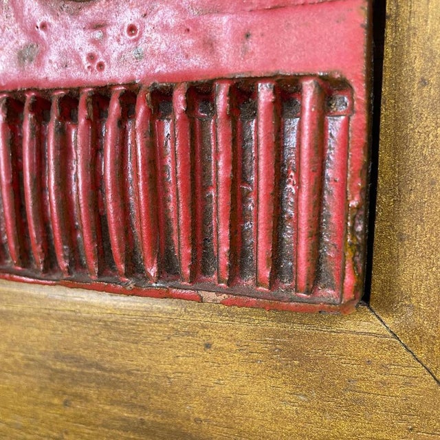 After Carlos Carlè, Argentine Modern Sculpture Painting, 1974, Red Ceramic & Gilt Wood For Sale - Image 17 of 18