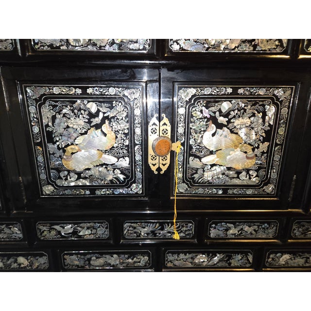 Vintage Korean Mother-of-Pearl Inlay Cabinet For Sale - Image 9 of 10