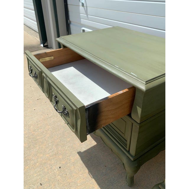 Wood French Provincial Nightstands Set Vintage Shabby Chic Storage Tables For Sale - Image 7 of 10