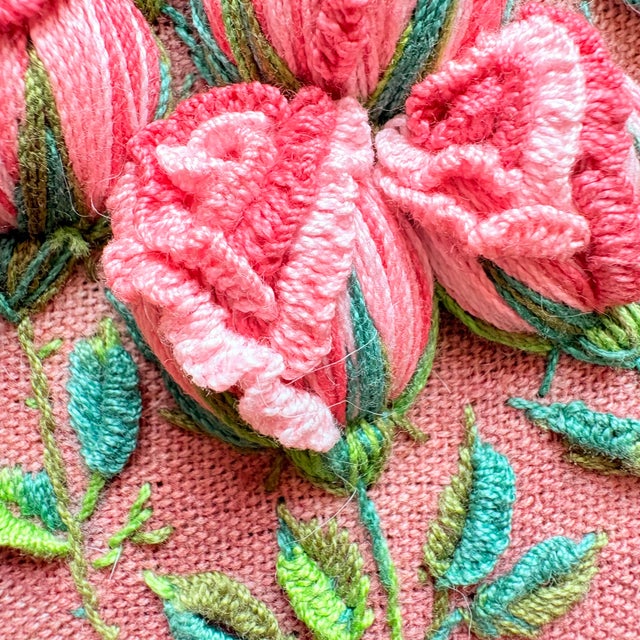 3d Rose Stumpwork Embroidery Art, Framed Botanical Sculpture, Handmade Floral Wall Decor For Sale - Image 10 of 11