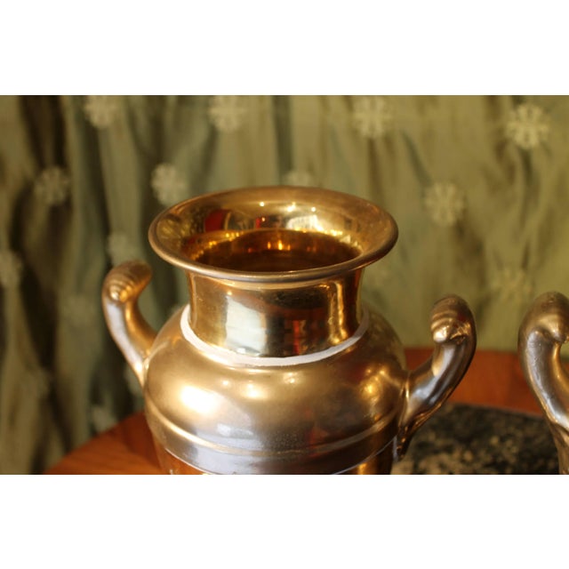 French Empire Period Matte and Burnished Gilt Porcelain Vases, Set of 2 For Sale - Image 5 of 10