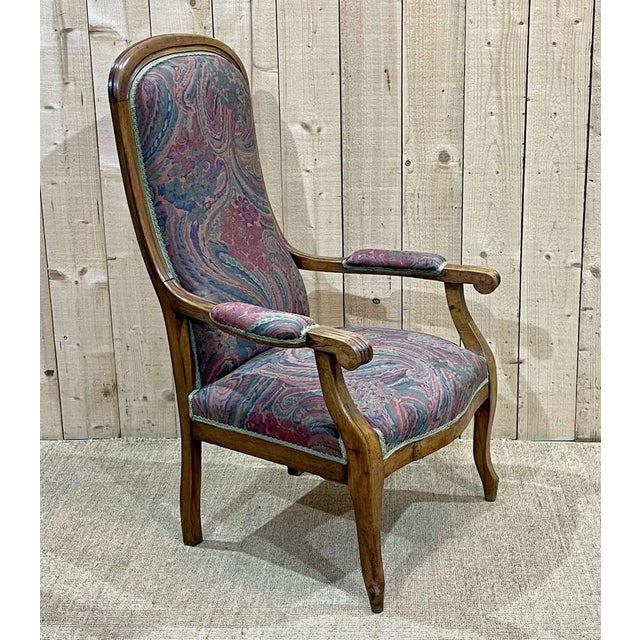 Brown Voltaire Armchair in Walnut, 1930s For Sale - Image 8 of 12