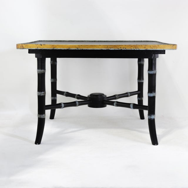 Early 21st Century Pair of Vintage Black Lacquer Chinoiserie Side Tables With Gilt Peacock and Floral Motif For Sale - Image 5 of 17