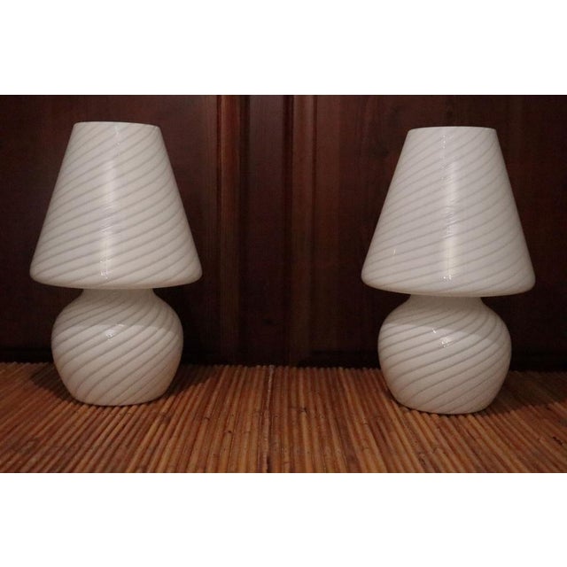 White Murano Glass Lamps, Italy, Set of 2 For Sale - Image 8 of 8