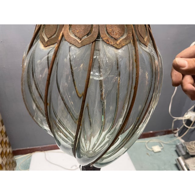 Wrought Iron and Murano Glass Light Pendant, 1950s For Sale - Image 16 of 18