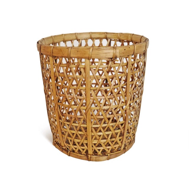 Bamboo Weave Basket Small For Sale In Los Angeles - Image 6 of 6
