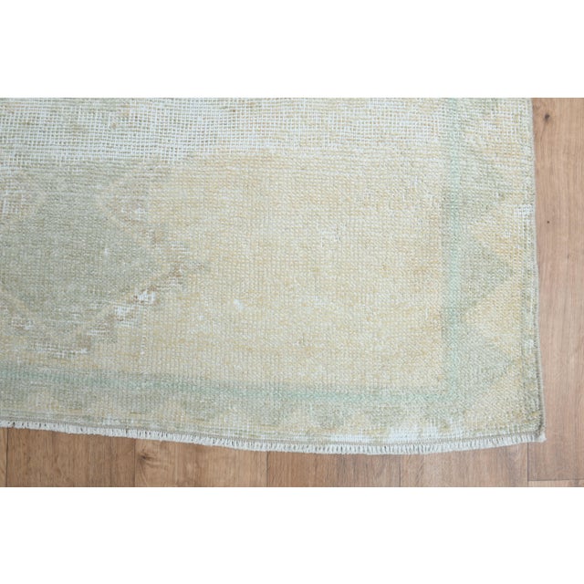 1970s Vintage Handmade Wool Cotton Turkish Beige Runner Rug For Sale - Image 4 of 11