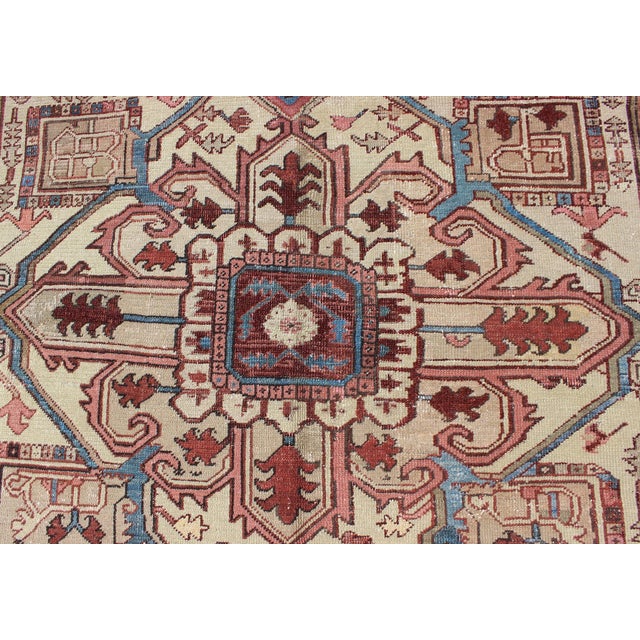 Antique Persian Serapi Carpet With Medallion in Reddish Brown 9'10" X 11'10" For Sale In Atlanta - Image 6 of 9