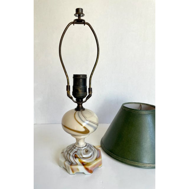 Art Deco Agate Swirl Art Glass Petite Task Desk Lamp For Sale - Image 12 of 12