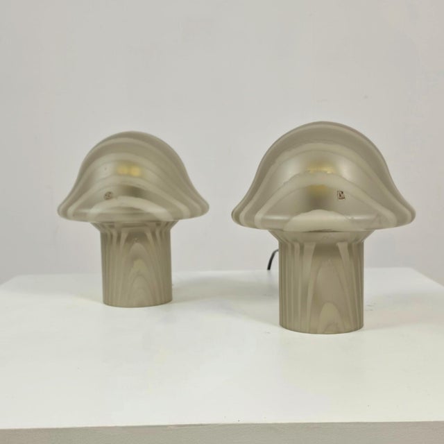 Vintage Mushroom Table Lamps in Opaline Glass by Peill & Putzler, 1970s, Set of 2 For Sale - Image 6 of 7
