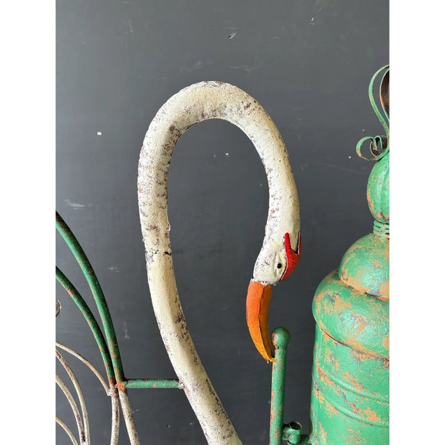 1990s Whimsical Cast Metal Swan Double Garden Gate - A Pair For Sale - Image 9 of 10