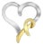 .925 Sterling Silver and 14K Yellow Gold Two-Tone Heart Shaped Pendant Necklace For Sale