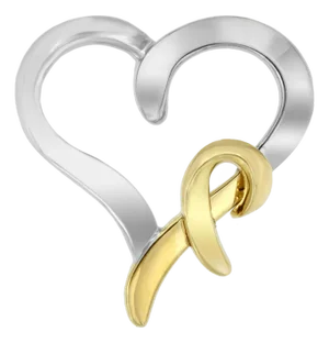 .925 Sterling Silver and 14K Yellow Gold Two-Tone Heart Shaped Pendant Necklace