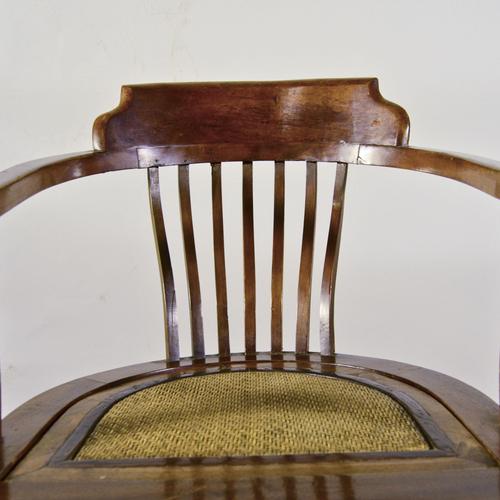 Brown Victorian Style Swivel Chair with Wicker Seat and Walnut Frame, 1900s For Sale - Image 8 of 9