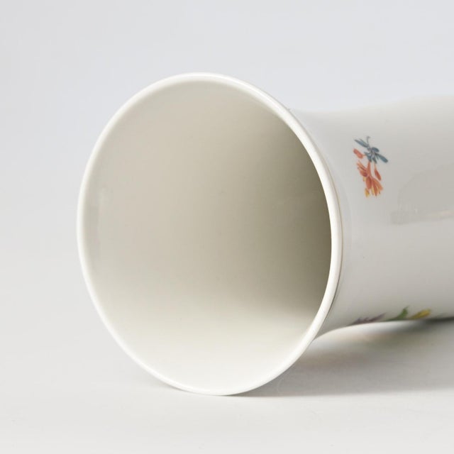 Green German Hand-Painted Flower Series Porcelain Vase from Meissen, 1950s For Sale - Image 8 of 11