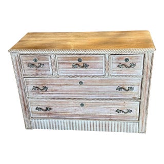 Vintage French Whitewashed Oak Chest For Sale