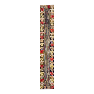 1930s Earth Tone Floral Stripe Antique American Hooked Rug Runner 2'6" X 15'6" Handknotted Wool Carpet