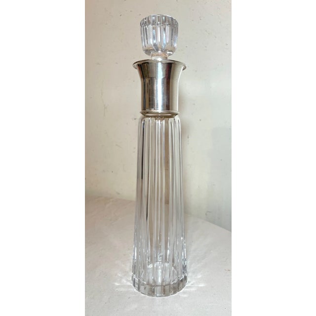 Mid-Century Modern Tall Vintage Mid Century Modern Sterling Silver Crystal Glass Atlantis Decanter For Sale - Image 3 of 10