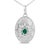 Contemporary Sterling Silver Lab Grown Emerald and Diamond Sunburst Medallion Pendant Necklace For Sale - Image 3 of 4