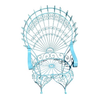 Vintage Wrought Iron Salterini Peacock Chair, Attributed For Sale