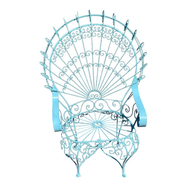 Vintage Wrought Iron Salterini Peacock Chair, Attributed For Sale