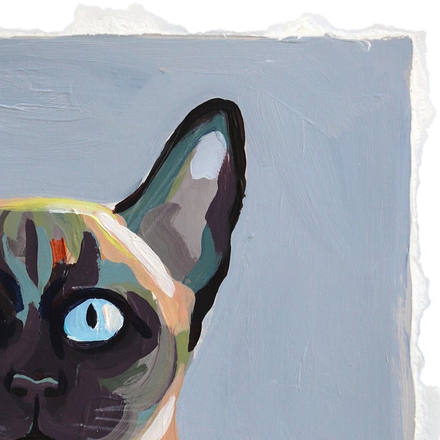 Figurative Can Food Only - Figurative Cat Painting on Paper Original Artwork by Kellie Newsome For Sale - Image 3 of 4