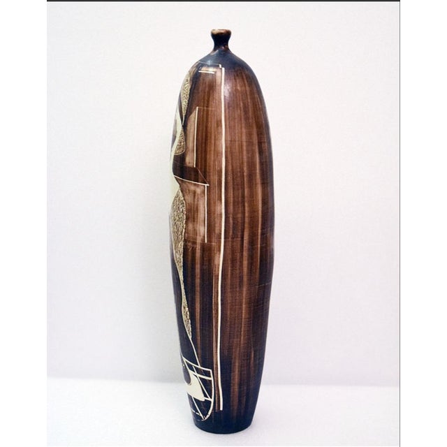 Large Ceramic Vase with Engraved Decoration from Faenza, 1970s For Sale - Image 3 of 13