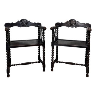 Spanish Baroque Revival Barley Twist Armchairs, 1920, Set of 2 For Sale