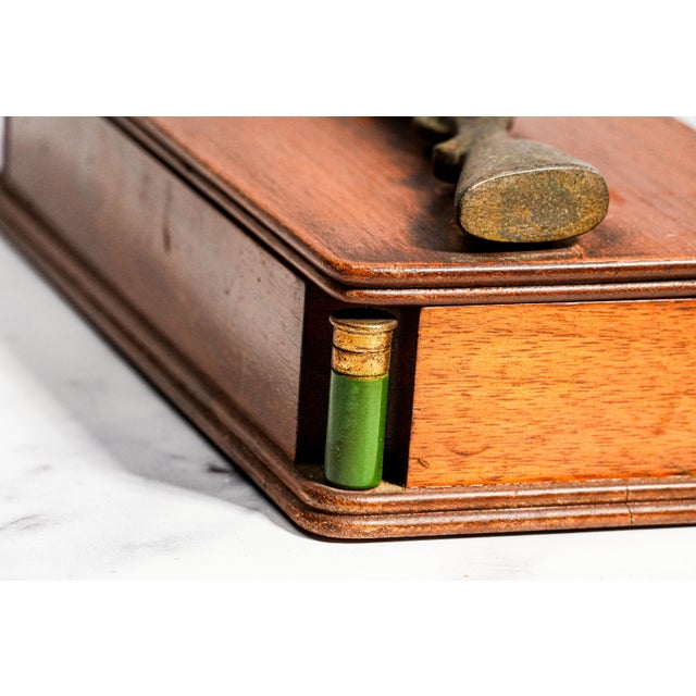 Wood Vintage Mid Century Hunting Theme Wood Box Sporting Desk & Jewelry Storage For Sale - Image 7 of 11