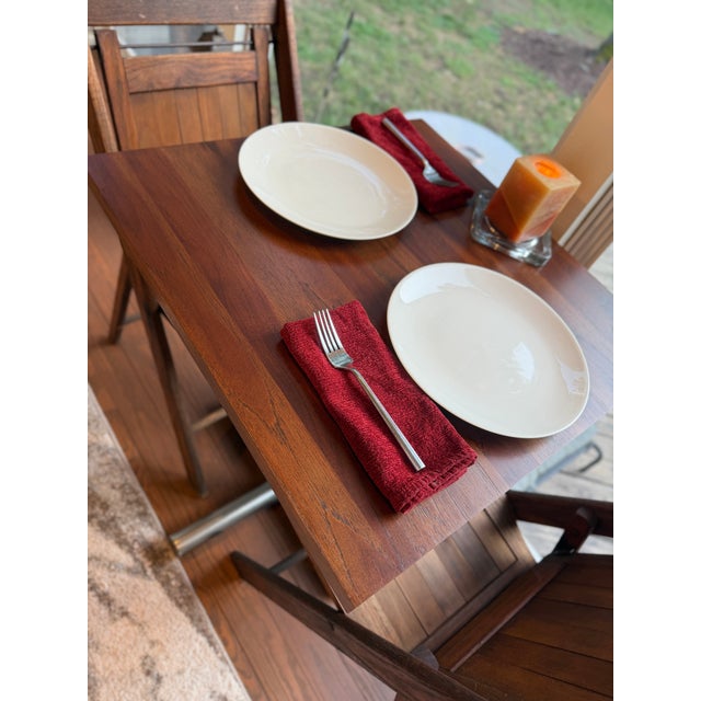 Mid 20th Century Vintage Diner Table Base With Solid Teak Top For Sale - Image 5 of 11
