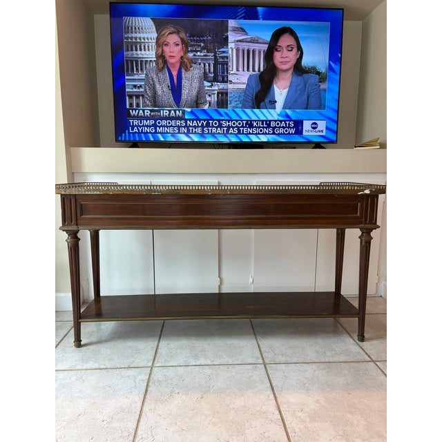 Mid 20th Century Bloomingdale’s Louis XVI Style Marble Top Console Table Made in Italy For Sale - Image 13 of 14