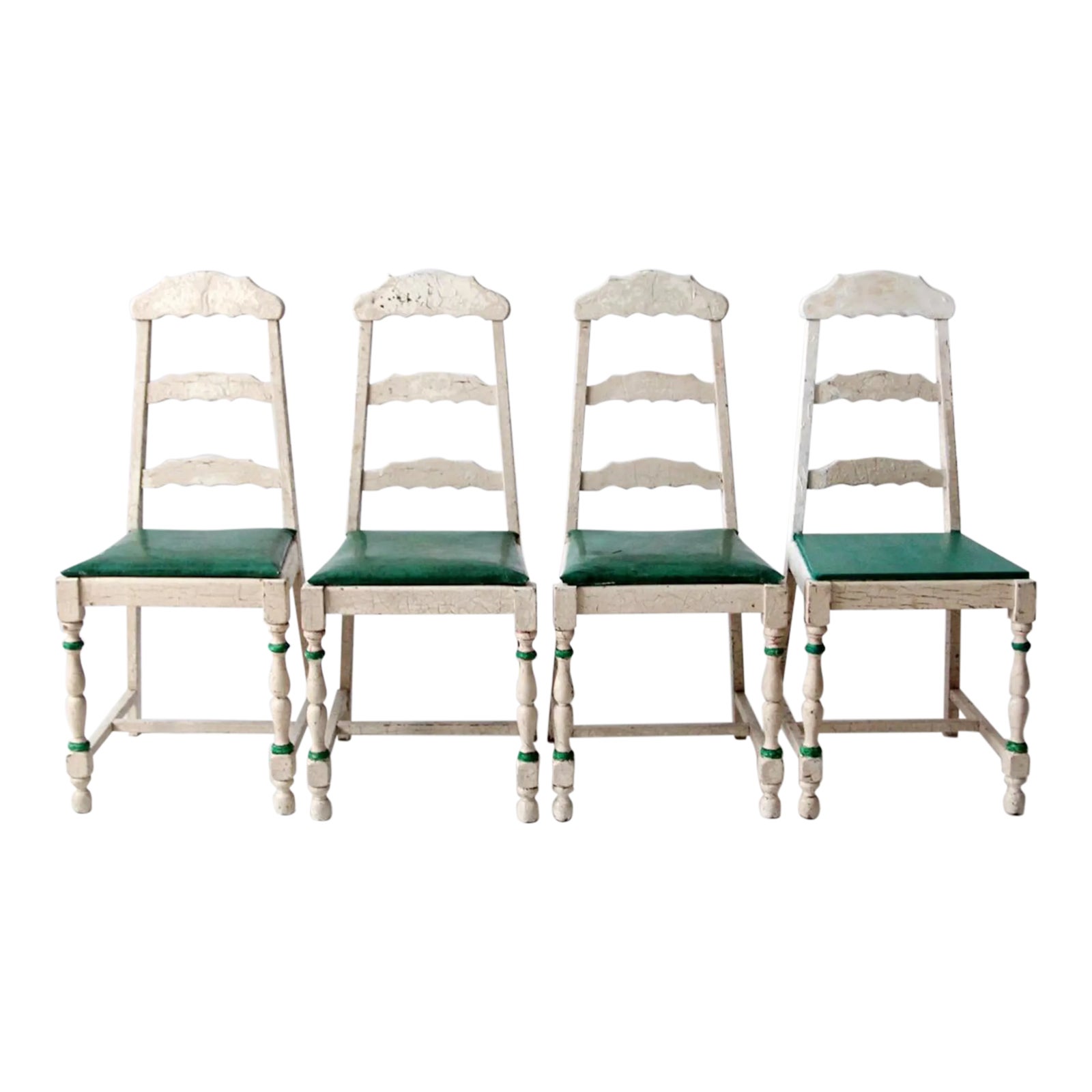Vintage Painted Wood Dining Chairs Set of 4 Chairish