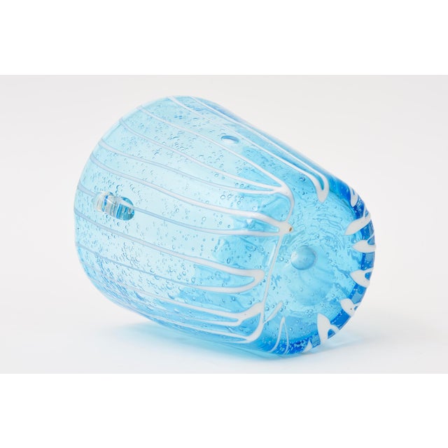 Vintage Murano Venini Ice Bucket in Turquoise With White Lines 1980's For Sale - Image 10 of 10
