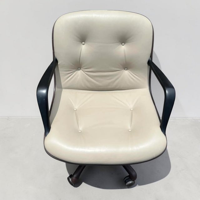 Textile Cream Vinyl Faux Leather Steelcase 451 Swivel Chairs - a Pair For Sale - Image 7 of 12