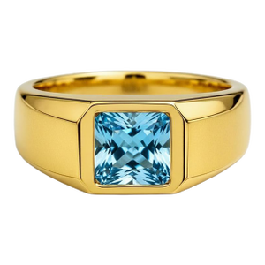 Signet Ring With Topaz for Men Silver, Gold, Size 10