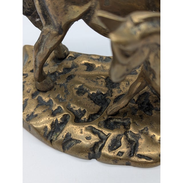 1960s Mid-Century Modern Solid Brass Mare & Foal Statue For Sale - Image 4 of 5