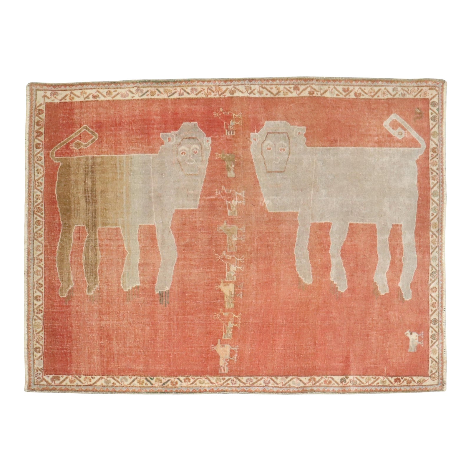Zabihi Collection Persian Pictorial Animal Gabbeh Rug | Chairish