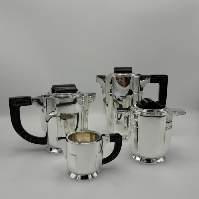 Metal Art Deco Period Sterling Silver Five Piece Tea Coffee Service Belgium circa 1930 For Sale - Image 7 of 9