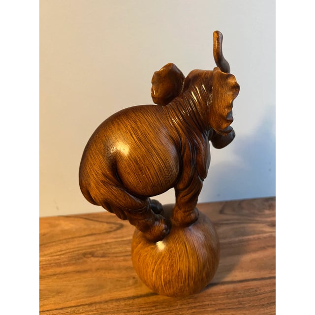 1950s Wooden Elephant on Ball Sculpture For Sale - Image 9 of 11