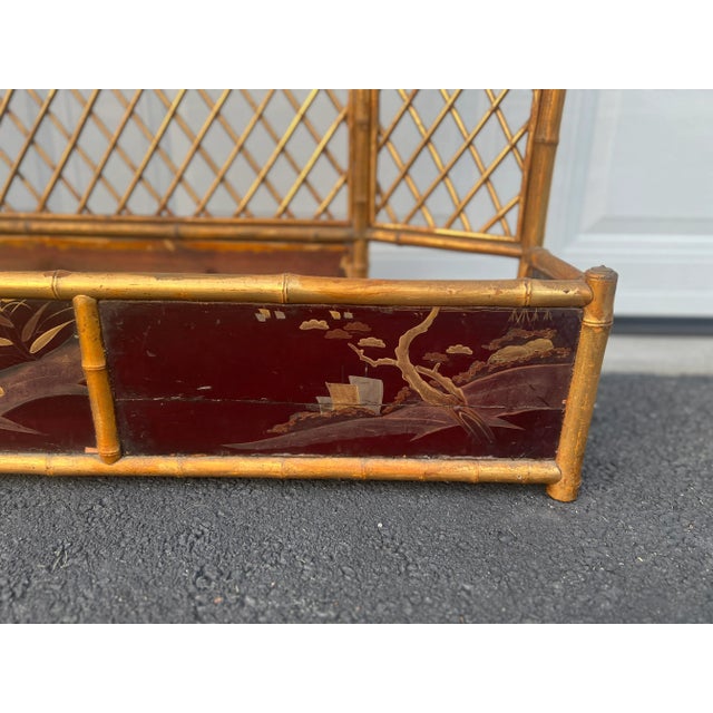 Late 19th Century Fine & Unusual 19th Century Chinoiserie Decorated Gilt Bamboo Fire Screen For Sale - Image 5 of 11