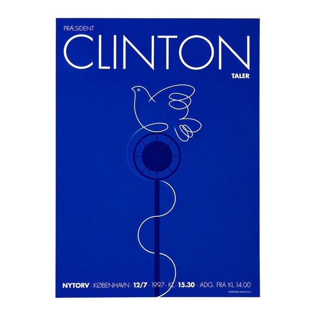 Arnoldi CPH - President Clinton, Copenhagen, 1997, Offset Lithograph Poster on Paper For Sale