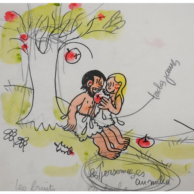 Jean EFFEL (1908-1982) Teinturier, The Fruits, c. 1970 Original drawing in watercolor, India ink and pencil Unsigned On...
