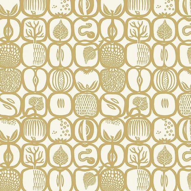 Sample - Borastapeter Fruktlåda Wallpaper in Ochre For Sale