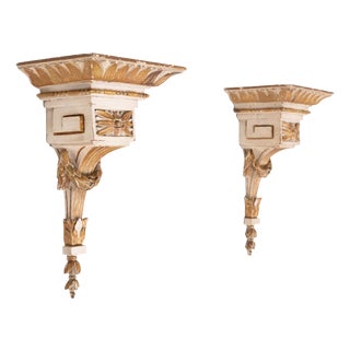 Louis XVI Greek Style Carved Giltwood Wall Consoles, 1850s, Set of 2 For Sale